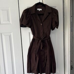 Willa Story Brown Puff Sleeve Mini Dress size Small